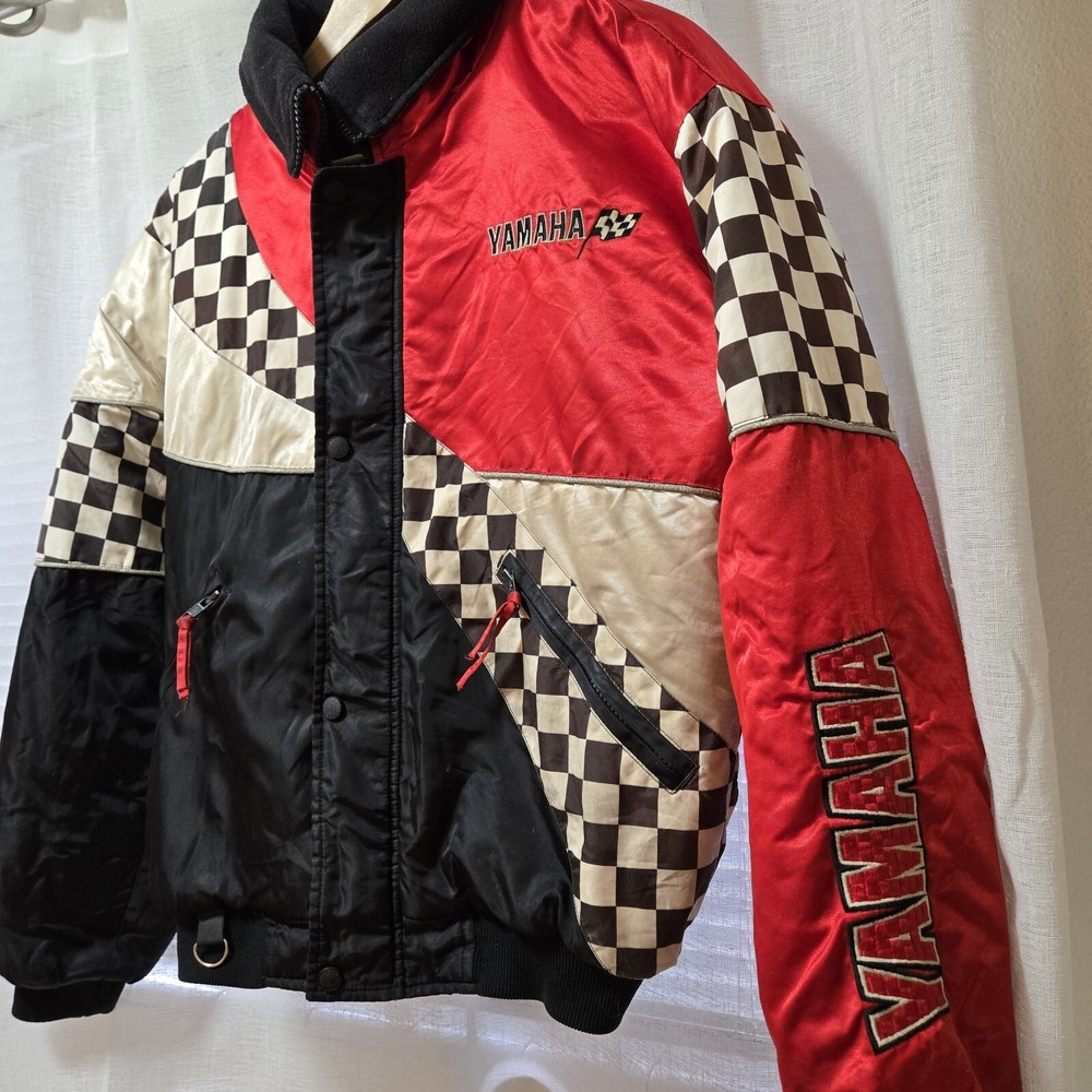 Yamaha Red Black Cream Checkered Racing Jacket